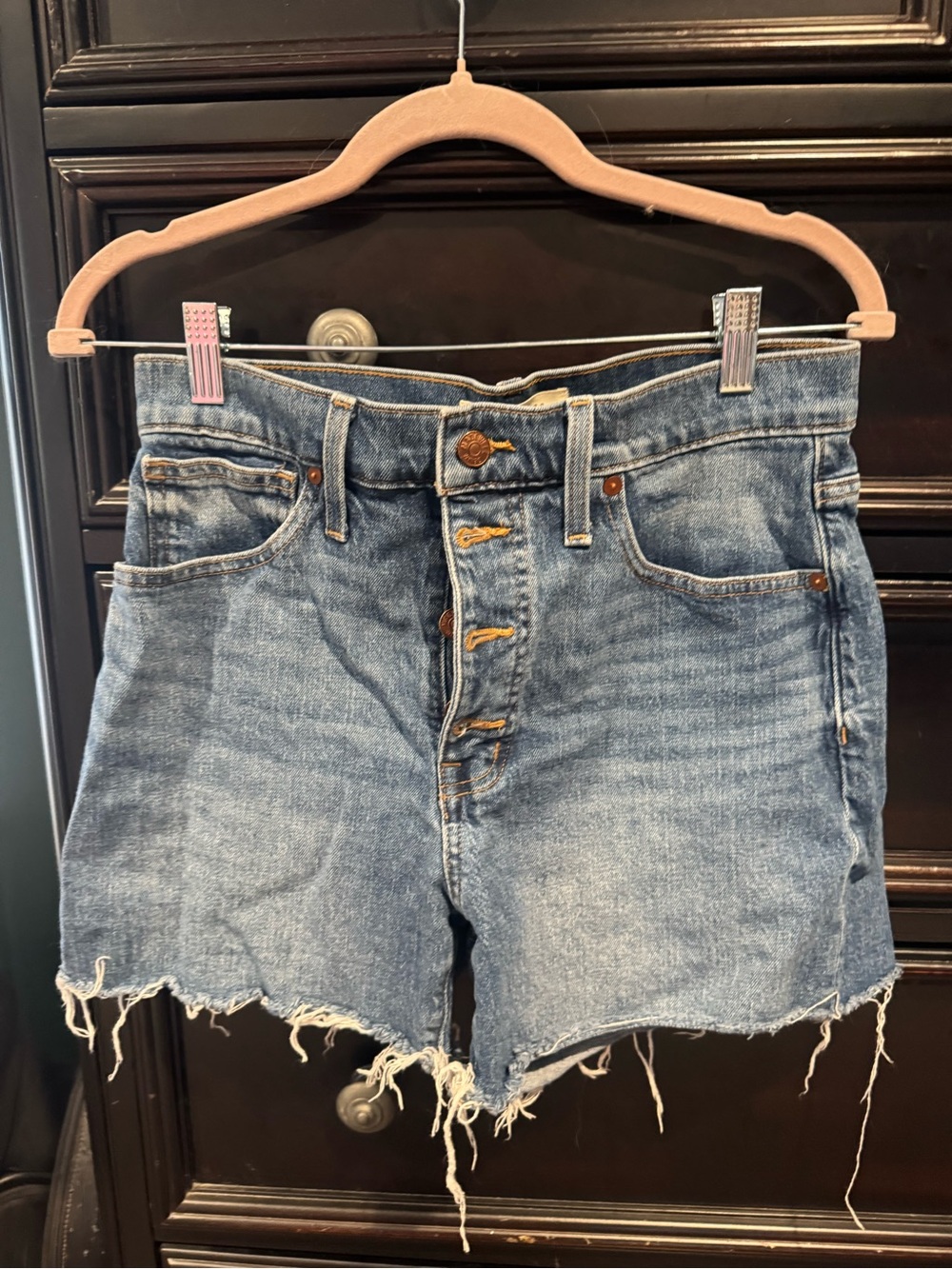 Madewell Light Blue Denim Shorts with Frayed Hem